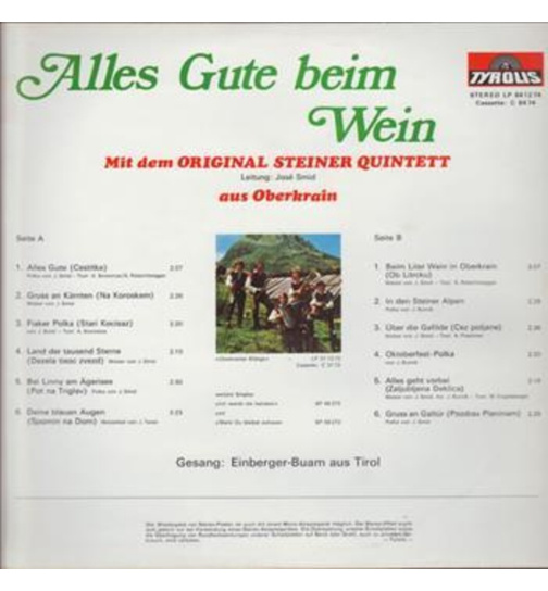 Orig. Steiner Quintett aus Oberkrain - Alles Gute beim Wein