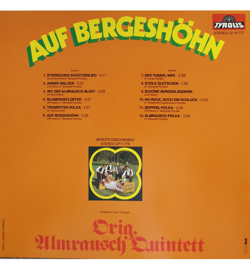 Orig. Almrausch-Quintett - Auf Bergeshhn