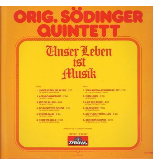 Orig. Sdinger Quintett - Unser Leben ist Musik