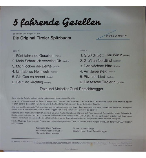 Orig. Tiroler Spitzbuam - Fnf fahrende Gesellen