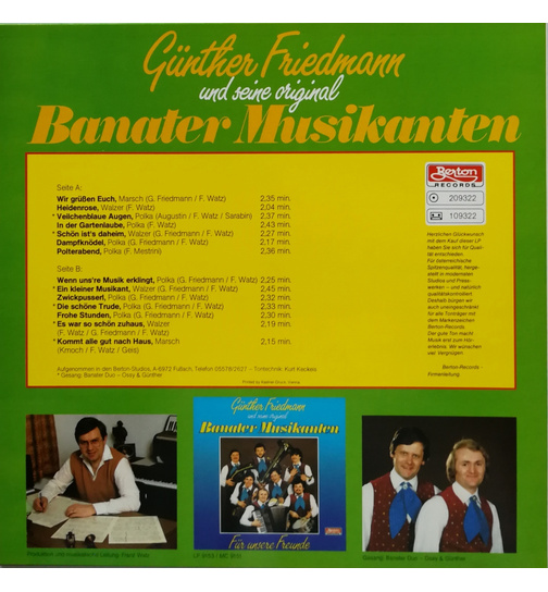 Gnther Friedmann und seine original Banater Musikanten - Schn ists daheim