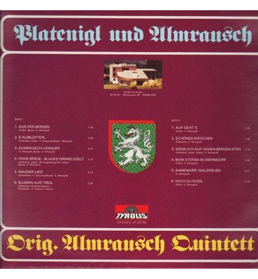 Orig. Almrausch-Quintett - Platenigl und Almrausch