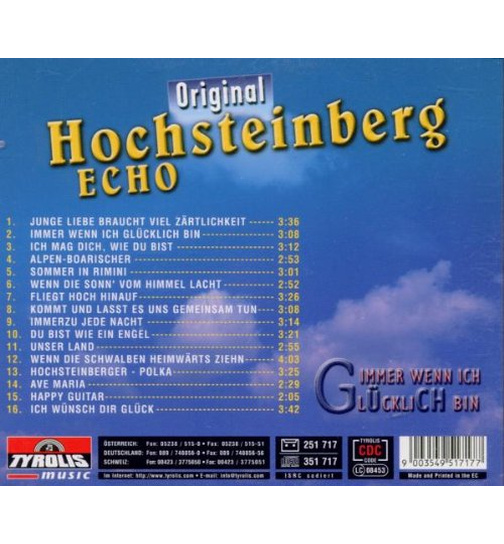 Hochsteinberg Echo - Immer wenn ich glcklich bin