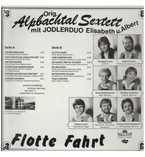 Orig. Alpbachtal Sextett mit Jodlerduo Elisabeth und Albert - Flotte Fahrt