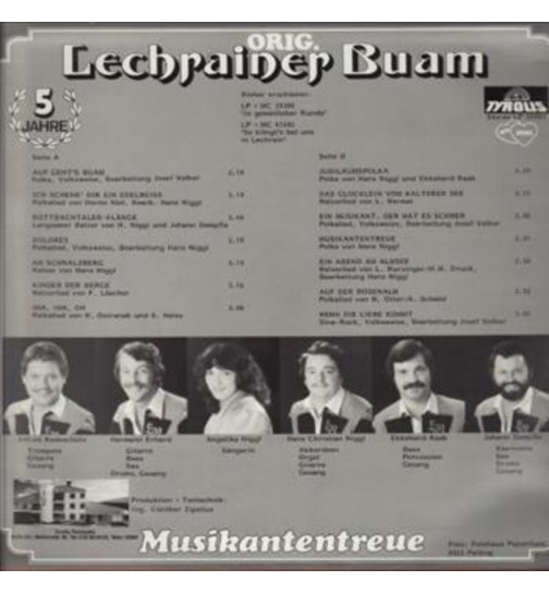 Orig. Lechrainer Buam - Musikantentreue - 5 Jahre