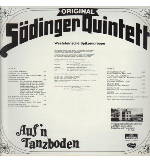 Orig. Sdinger Quintett - Aufn Tanzboden