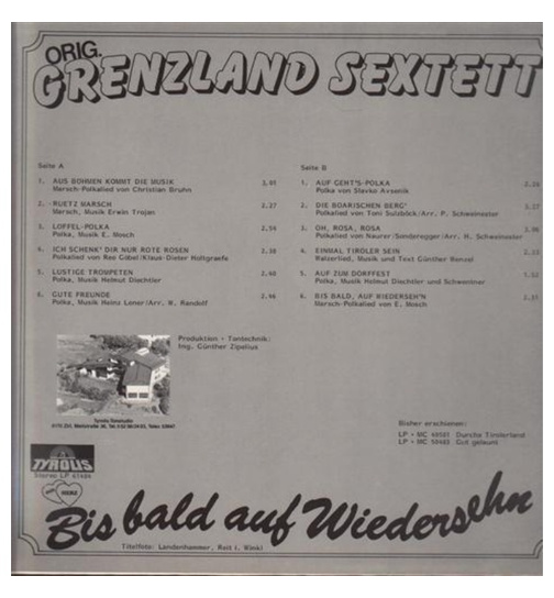 Orig. Grenzland Sextett - Bis bald auf Wiedersehn