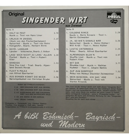 Wirt, Der singende - A bil Bhmisch - Bayrisch und Modern