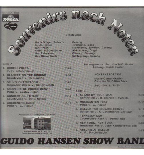 Guido Hansen Show Band - Souvenirs nach Noten