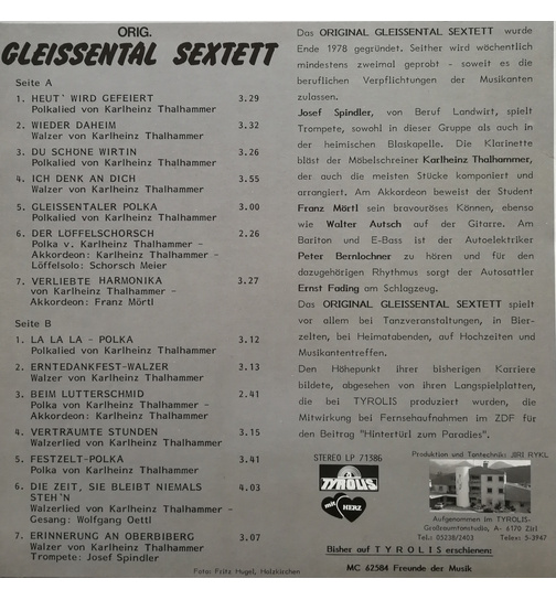 Orig. Gleissental Sextett - Du schne Wirtin