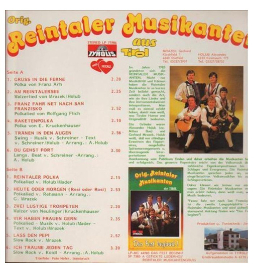 Orig. Reintaler Musikanten aus Tirol - Franz fahr net nach San Francisco