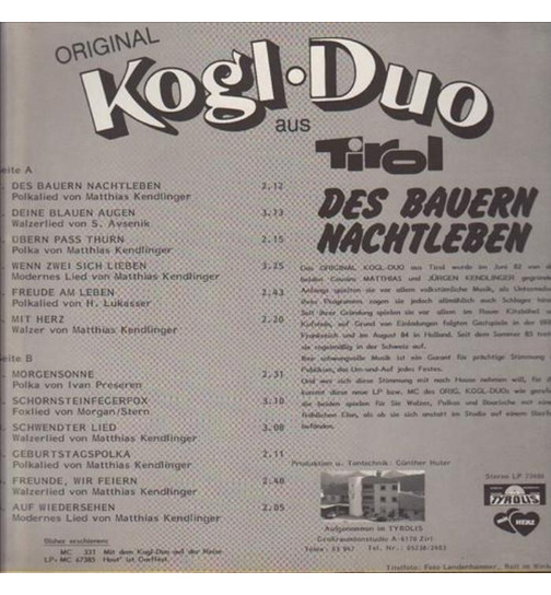 Orig. Kogl Duo - Des Bauern Nachtleben