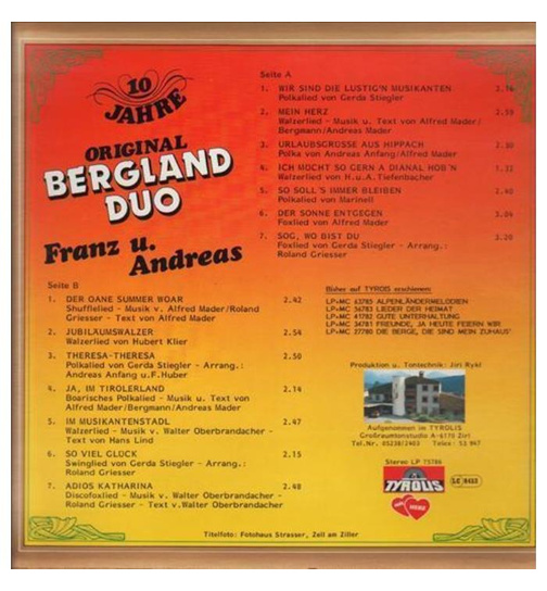 Bergland Duo Franz und Andreas - 10 Jahre