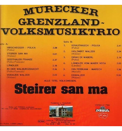 Murecker Grenzland-Volksmusiktrio - Steirer san ma - Instrumental