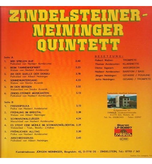 Zindelsteiner-Neininger Quintett - An der Quelle der Donau da sind wir zuhaus