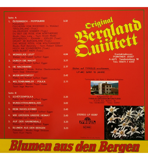 Orig. Bergland Quintett - Blumen aus den Bergen