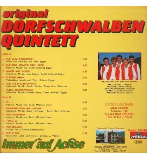 Orig. Dorfschwalben Quintett - Immer auf Achse