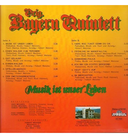 Orig. Bayern Quintett - Musik ist unser Leben