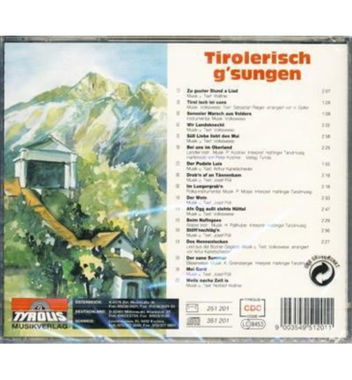 MGV Liederkranz Telfs Tirolerisch gsungen Tyrolean Folksongs