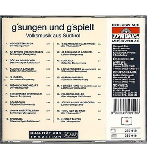 gsungen & gspielt / Volksmusik aus Sdtirol