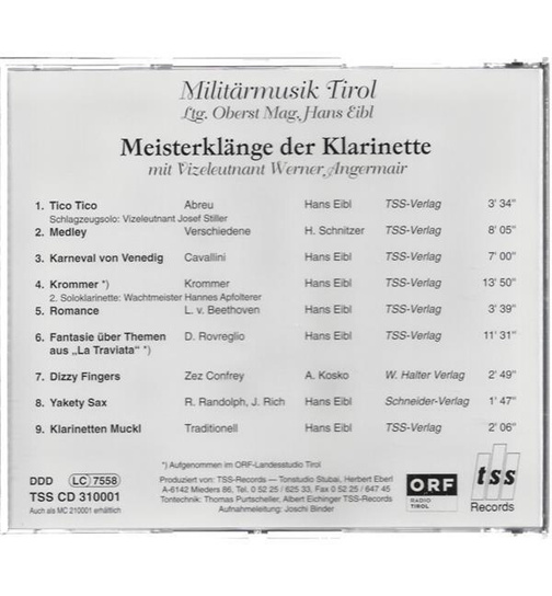 Militrmusik Tirol - Meisterklnge der Klarinette