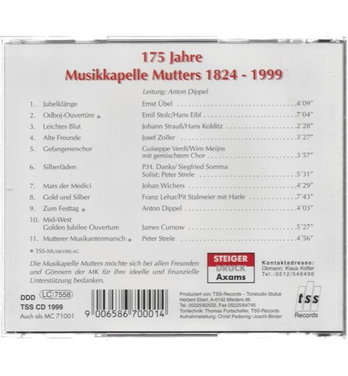 175 Jahre Musikkapelle Mutters 1824 - 1999