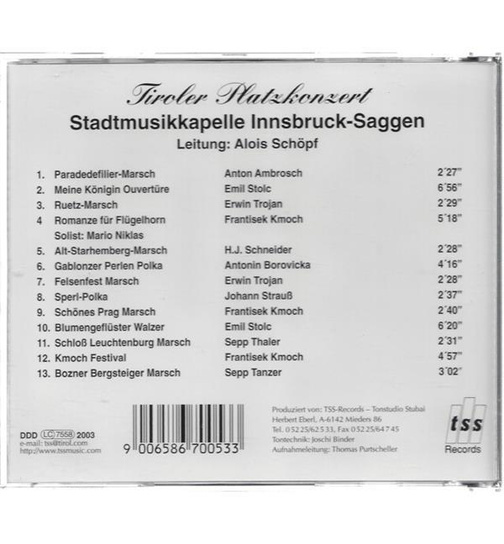 Stadtmusikkapelle Innsbruck-Saggen - Tiroler Platzkonzert