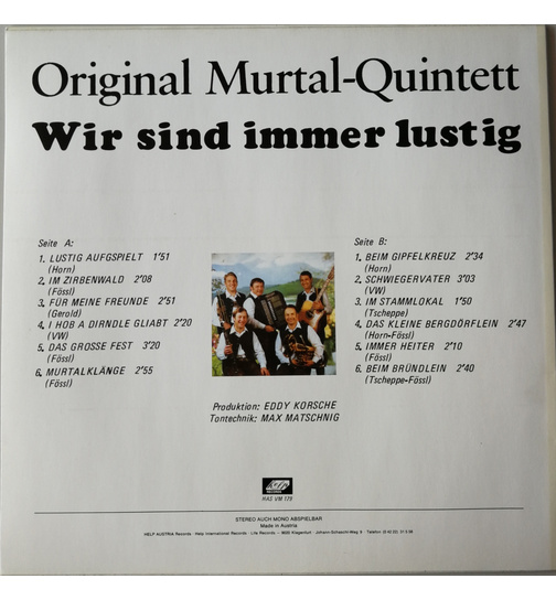 Orig. Murtal Quintett - Wir sind immer lustig