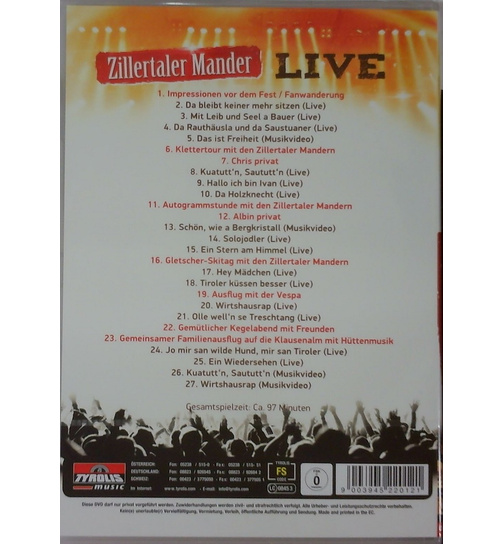 Zillertaler Mander - Live DVD 2016