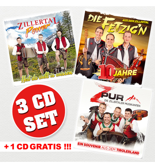 Zillertal mal 3 (Zillertal Power, ZPUR, Die Fetzign) (3 CDs + 1 CD Gratis)