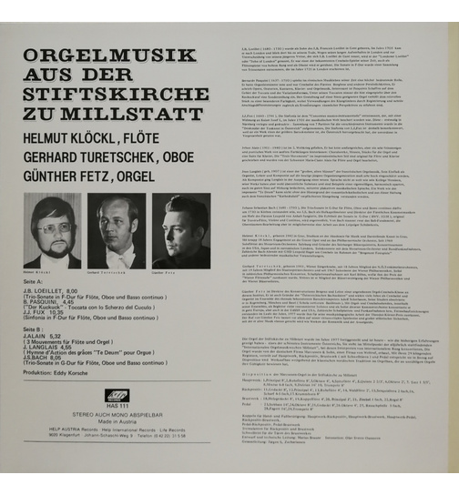 Helmut Kckl, Gerhard Turetschek, Gnther Fetz - Orgelmusik aus der Stiftskirche zu Millstatt