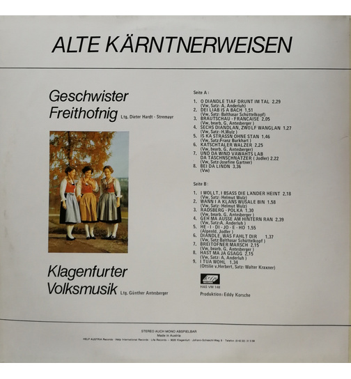 Geschwister Freithofnig / Klagenfurter Volksmusik - Dei Liab is a Bach - Alte Krntnerweisen