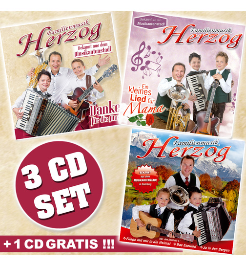 Familienmusik Herzog - Ja in den Bergen + Ein kleines Lied fr Mama + Danke fr die Musi (3 CDs + 1 CD Gratis)