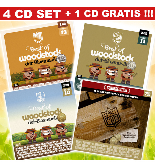 Woodstock der Blasmusik - 10 Jahre Sonderedition + Vol. 10 + Vol. 11 + Vol. 12 (4 CDs + 1 CD Gratis)