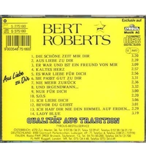 Bert Roberts - Aus Liebe zu Dir CD