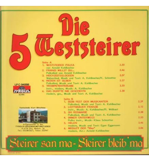 Die 5 Weststeirer - Steirer san ma - Steirer bleib ma