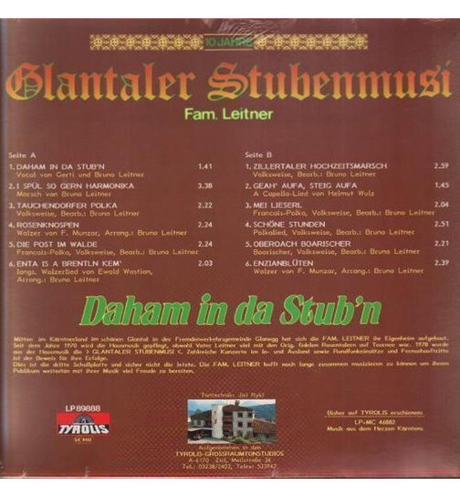 Glantaler Stubenmusi Leitner - Daham in da Stubn